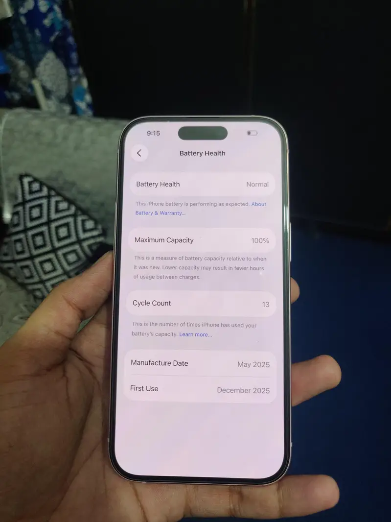 Used iPhone 15 128GB – 100% Battery Health with Apple Warranty